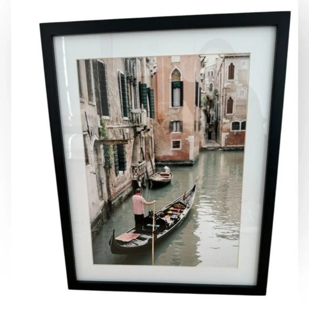 Pottery Barn Artwork Gondilier By Justine Milton, 16 x 20 Framed Print w/Mat NIB